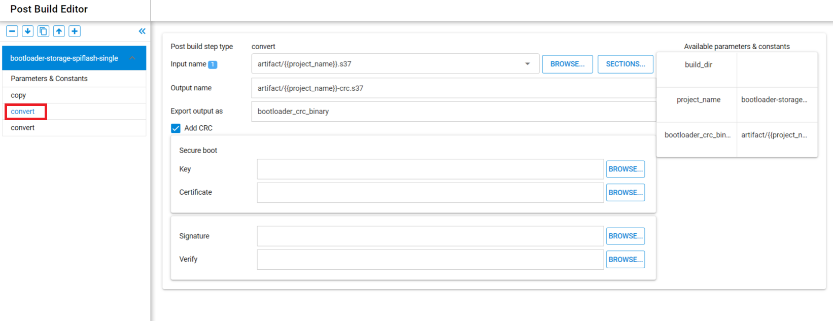 post build editor convert