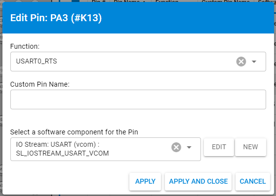 Edit Pin dialog